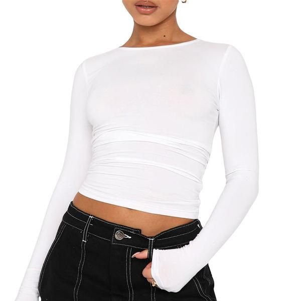 women's slim fit crop top, view 2 - MRSLM