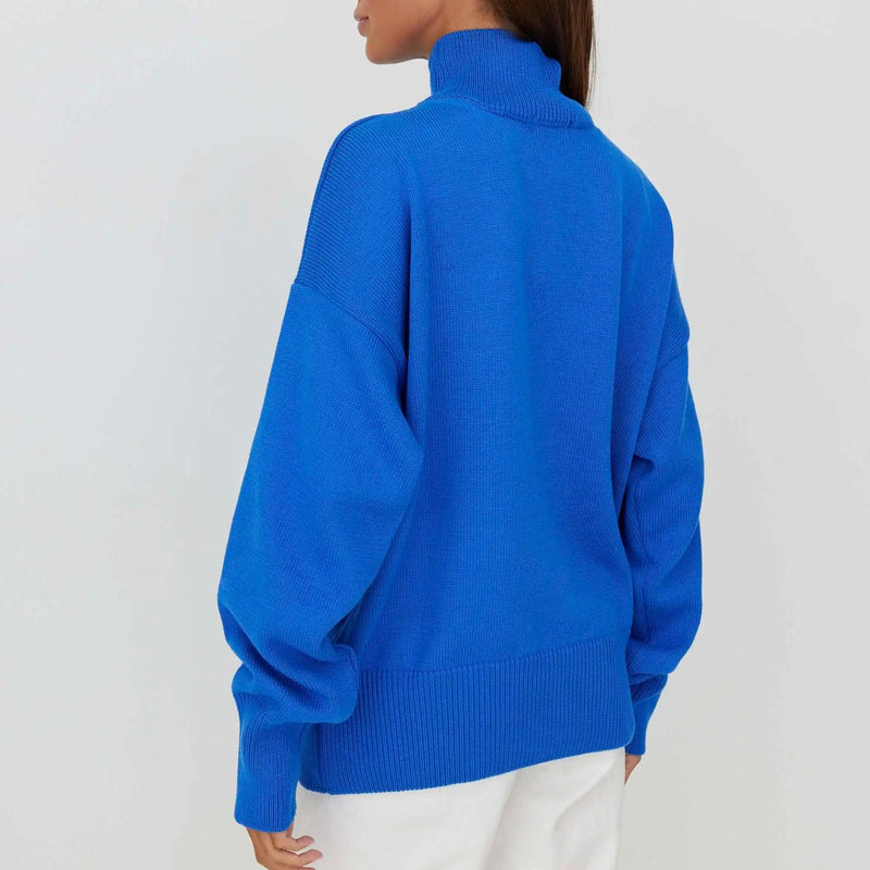 womens oversized turtleneck knitted sweater, view 23 - MRSLM