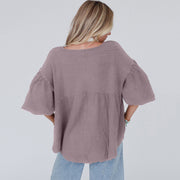 women's loose puff sleeve pullover top, view 8 - MRSLM