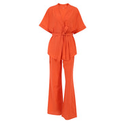 women's cotton linen top and pants set, view 7 - MRSLM