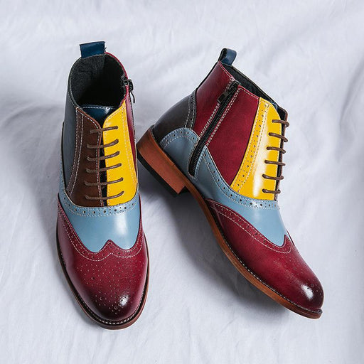men's mixed colors leather boots - MRSLM