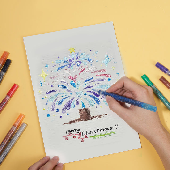 12 Sparkle Color Glitter Acrylic Paint Markers