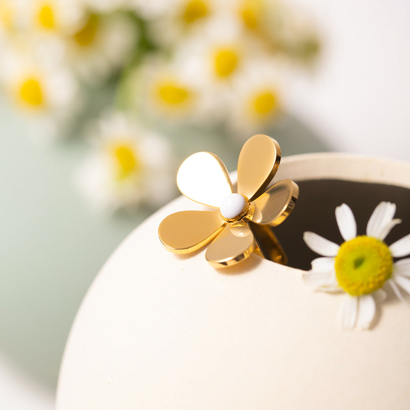 gold daisy flower open ring, view 6 - MRSLM