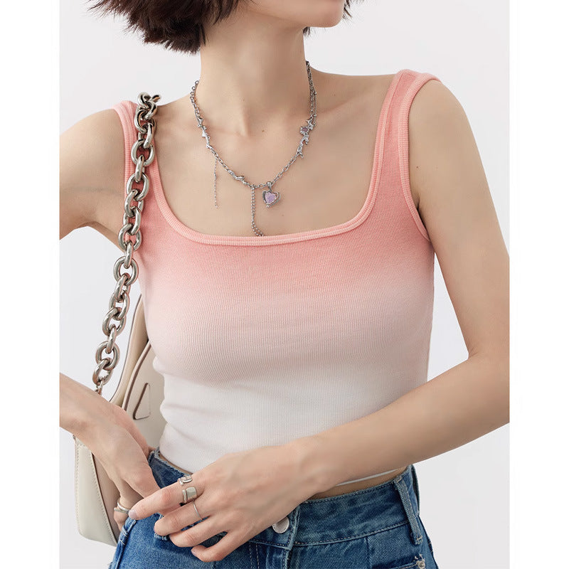 women's gradient strappy tank top, view 4 - MRSLM