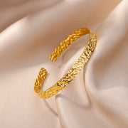 gold adjustable stainless steel cuff bracelet, view 7 - MRSLM