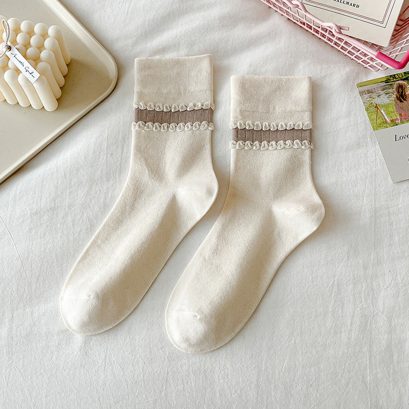 women's mid-tube cotton socks, view 6 - MRSLM