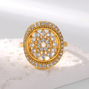 Cubic zirconia flora gold ring, view 4 - MRSLM