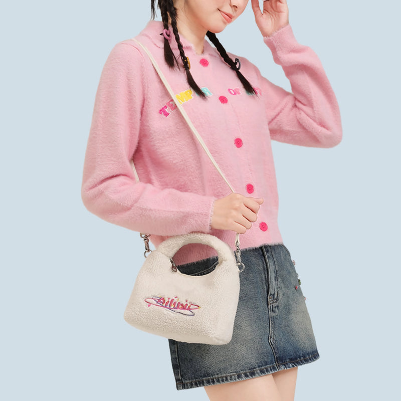 plush dumpling crossbody handbag, view 4 - MRSLM