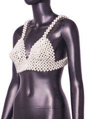 white pearl bandeau sling vest, view 2 - MRSLM