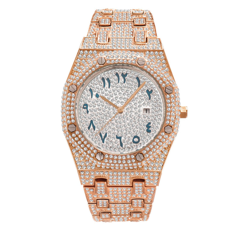 men's full stone dial calendar quartz watch, view 3 - MRSLM