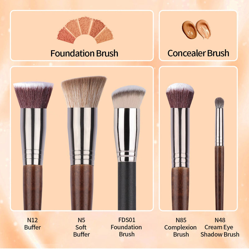 synthetic foundation and concealer brush set, view 6 - MRSLM