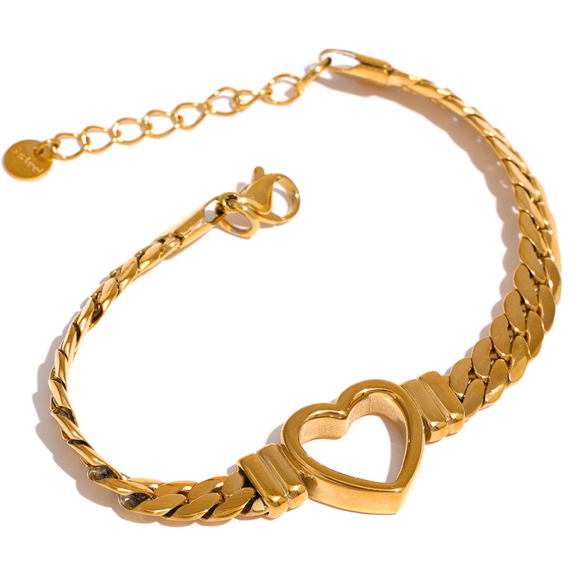 love heart cuban chain bracelet, view 2 - MRSLM