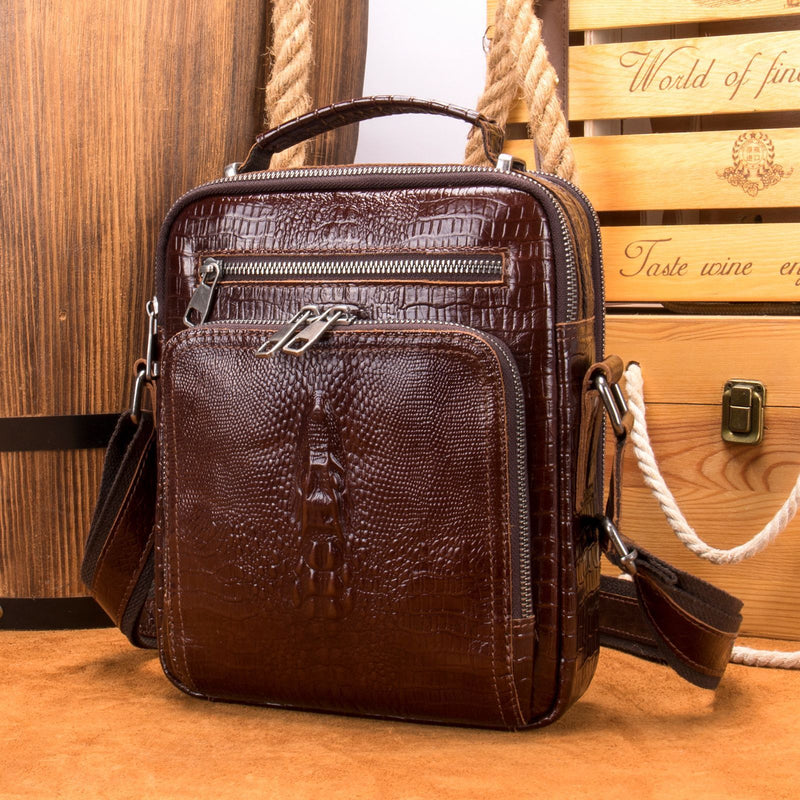 leather retro messenger bag, view 5 - MRSLM