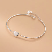 Women's glossy heart sterling silver bracelet, view 3 - MRSLM