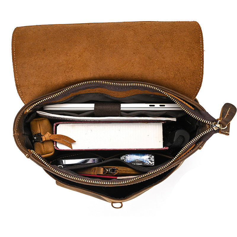 crazy horse leather backpack, view 5 - MRSLM
