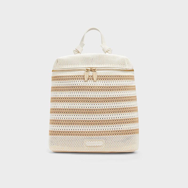 woven hollow-out denim backpack, view 2 - MRSLM