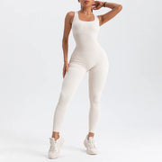 square neck bodycon yoga jumpsuit, view 9 - MRSLM