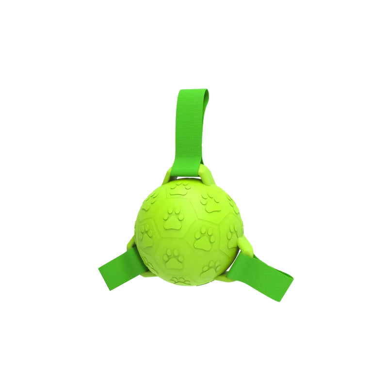 interactive dog soccer ball with straps, view 4 - MRSLM