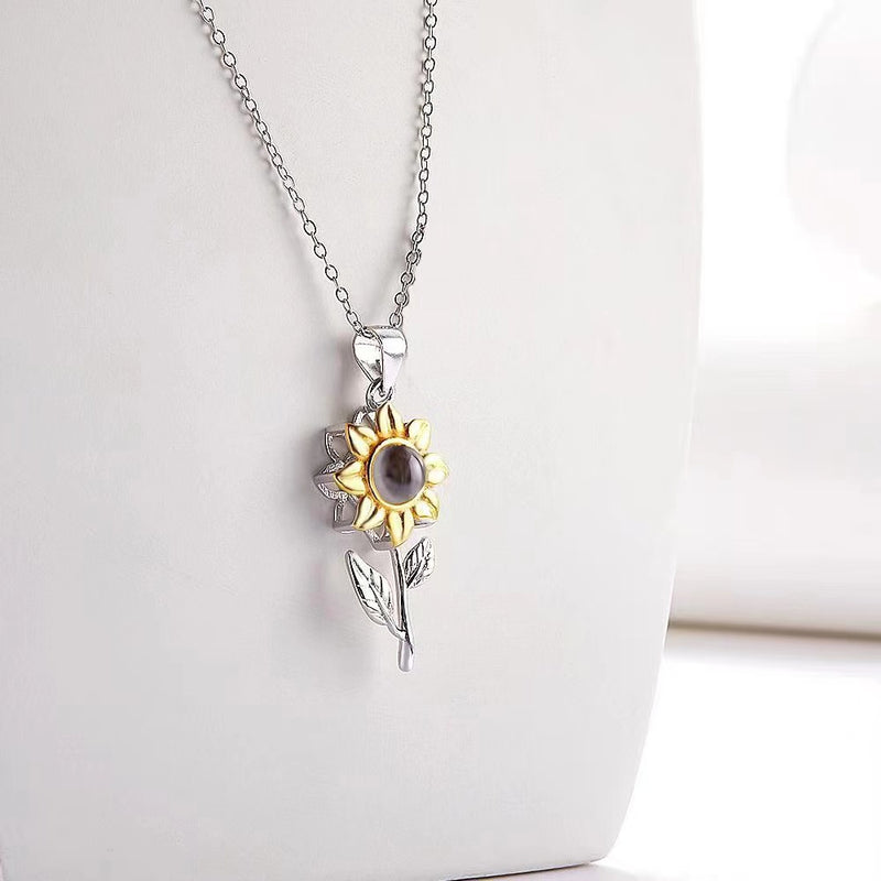 women's silver sunflower necklace - MRSLM