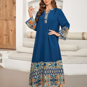 printed long v-neck chiffon dress, view 2 - MRSLM