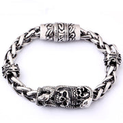 stainless steel magnet skull bracelet, view 2 - MRSLM