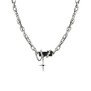 Black zircon multi-layer winding necklace, view 2 - MRSLM