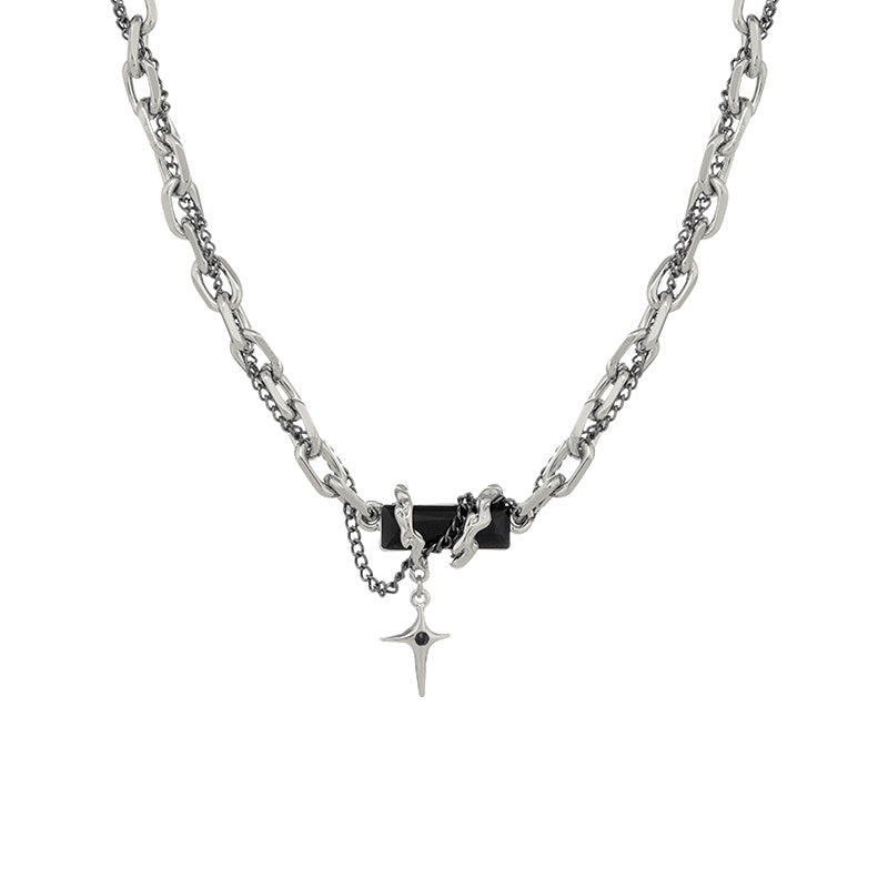 Black zircon multi-layer winding necklace, view 2 - MRSLM