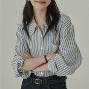 Elegant striped long sleeve blouse - MRSLM