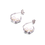 natural pearl geometric stud earrings, view 4 - MRSLM