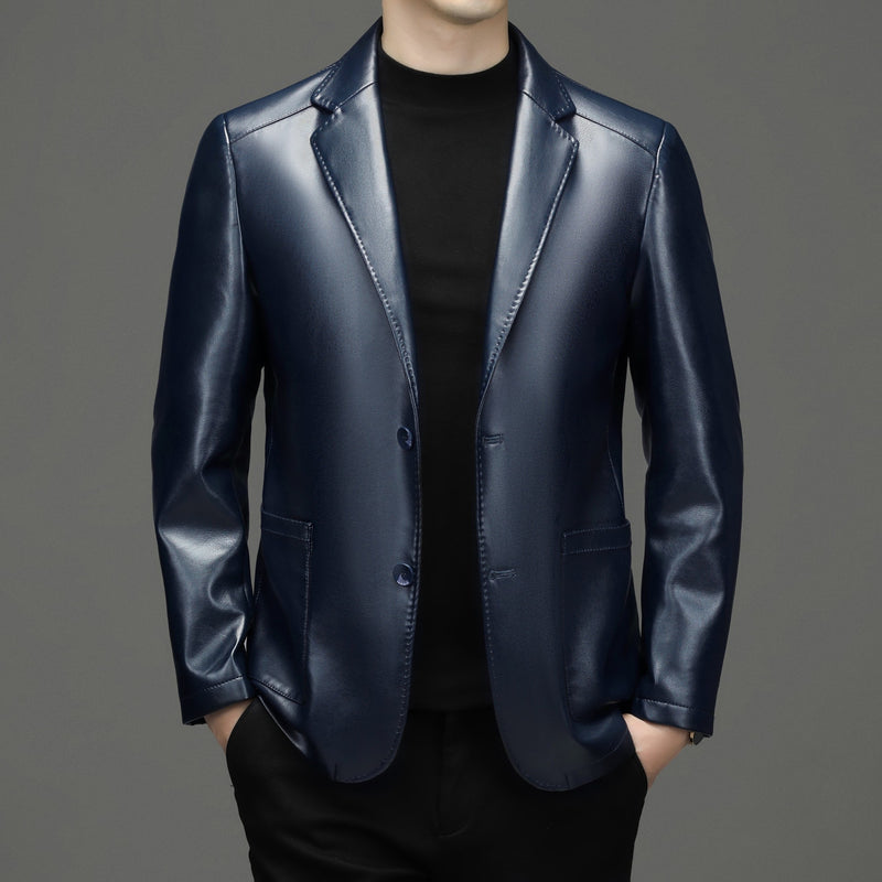 sheepskin suit collar leather jacket - MRSLM