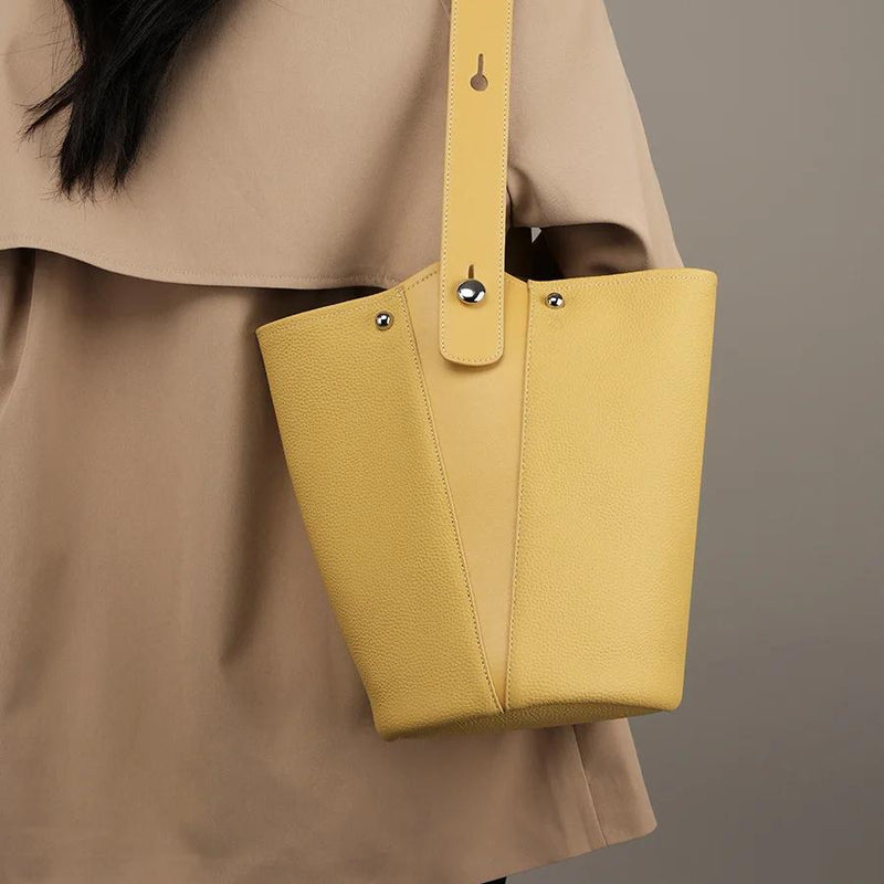 leather bucket shoulder bag, view 7 - MRSLM