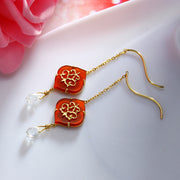 natural carnelian water drop ear wires, view 5 - MRSLM
