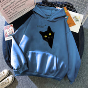 black cat print hooded sweater, view 6 - MRSLM