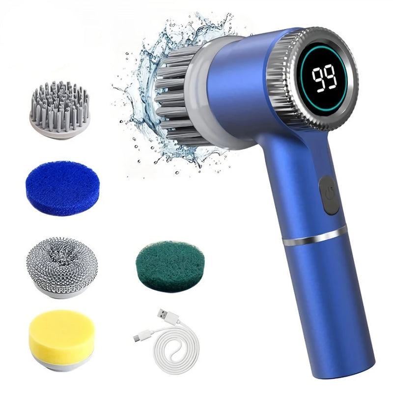 electric cleaning brush with 5 brush heads, view 4 - MRSLM