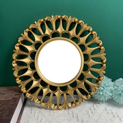 gold floral round wall mirror - MRSLM