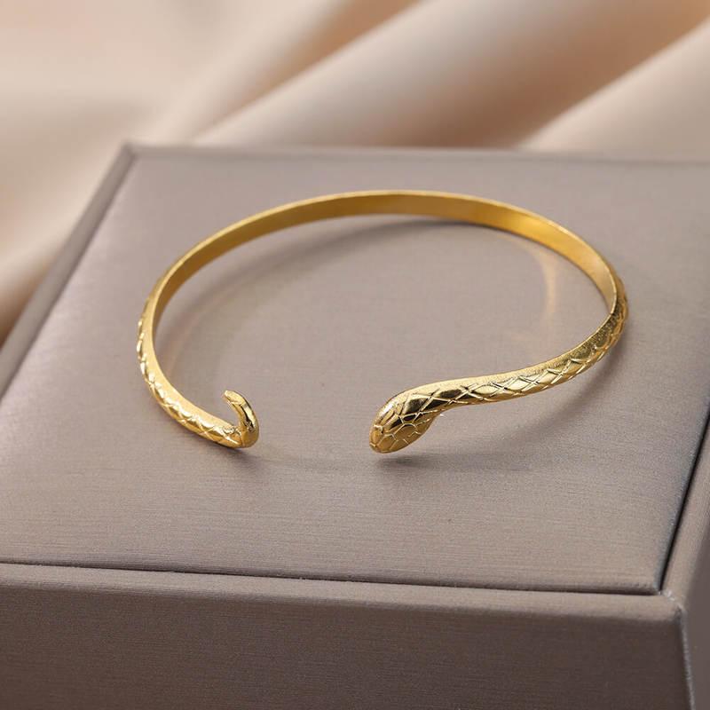 gold snake bangle bracelet - MRSLM