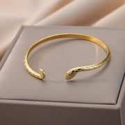 gold snake bangle bracelet, view 3 - MRSLM