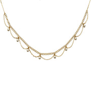 Silver wave zircon layered necklace, view 4 - MRSLM
