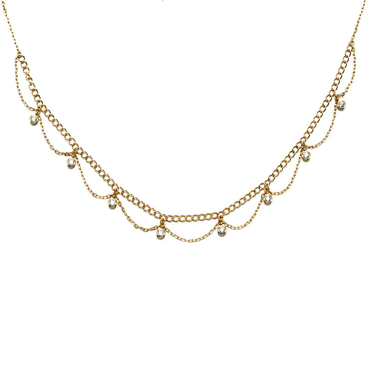 Women's Super Beautiful Sterling Silver Small Wave Zircon Necklace