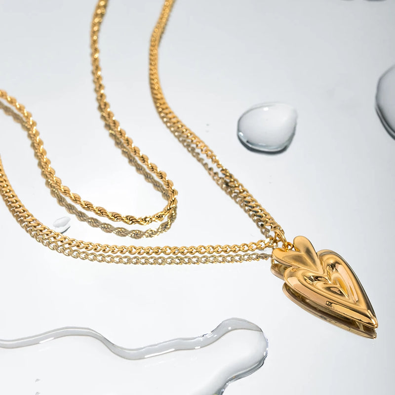 18k gold plated love heart necklace, view 5 - MRSLM