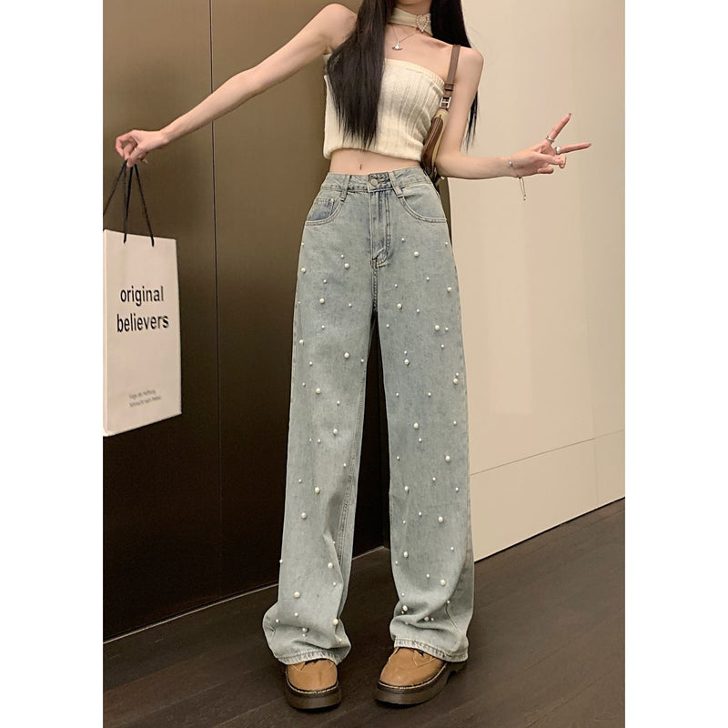 Women's Summer High Waist Straight Wide Leg Jeans