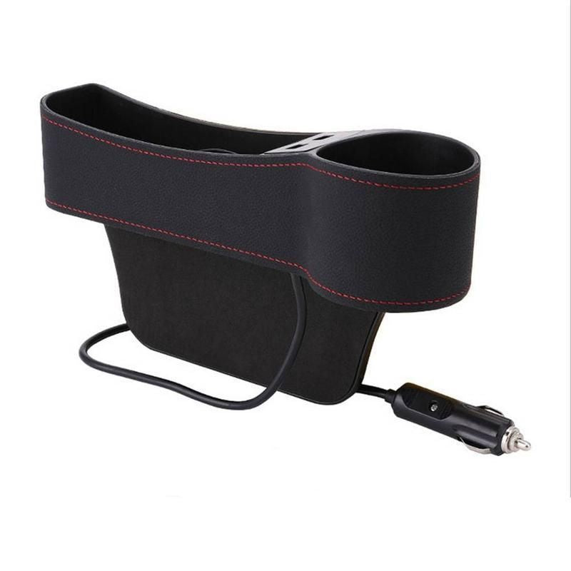 leather car seat gap organizer with dual usb, view 2 - MRSLM
