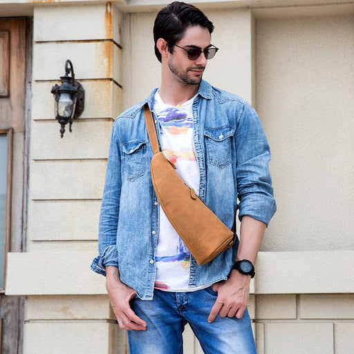 Retro men's crazy horse leather chest bag - MRSLM