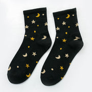 moon and star silver silk socks, view 2 - MRSLM