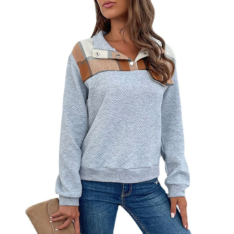 women's vintage splice check pullover, view 5 - MRSLM
