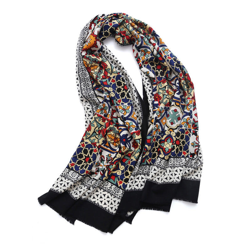Wool pashmina poncho shawl, view 7 - MRSLM
