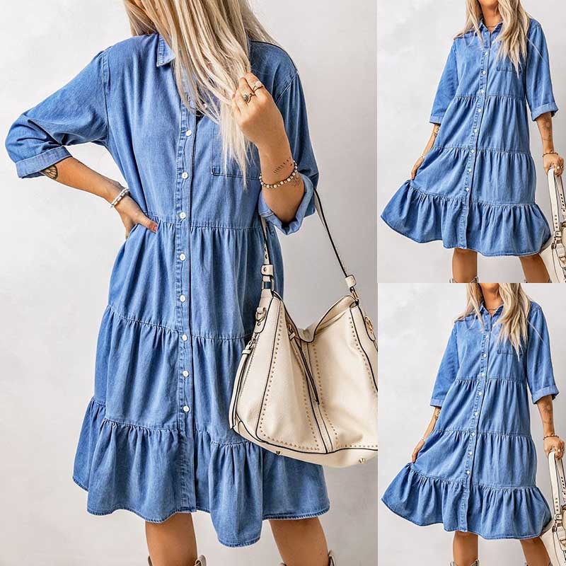 blue button shirt dress - MRSLM