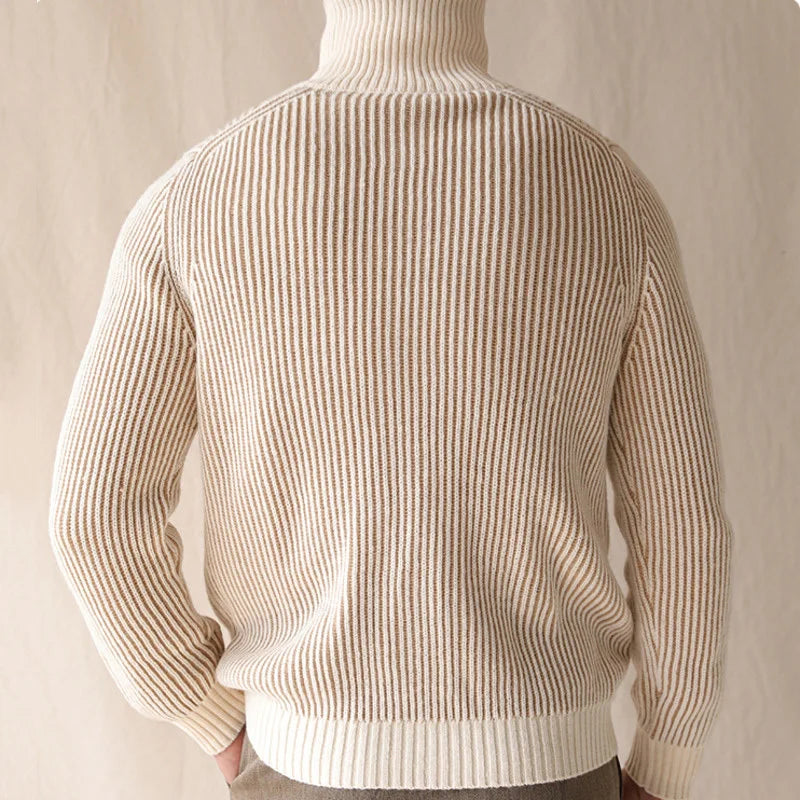 men's high neck zipper knit cardigan, view 6 - MRSLM