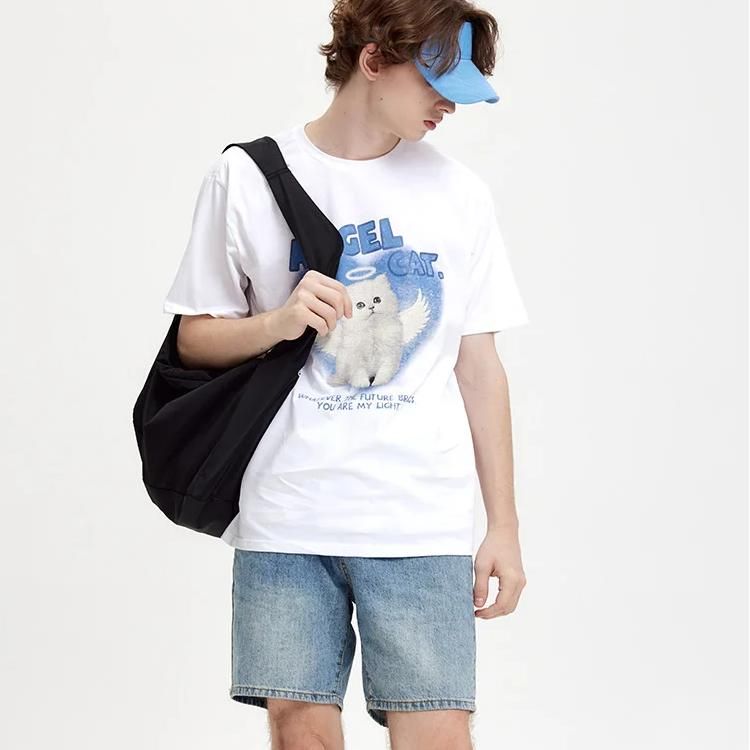 angel cat graphic cotton t-shirt, view 9 - MRSLM