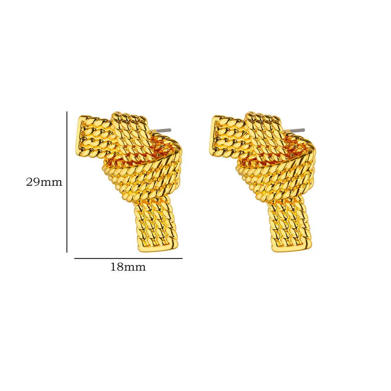 knotted heart stud earrings, view 3 - MRSLM